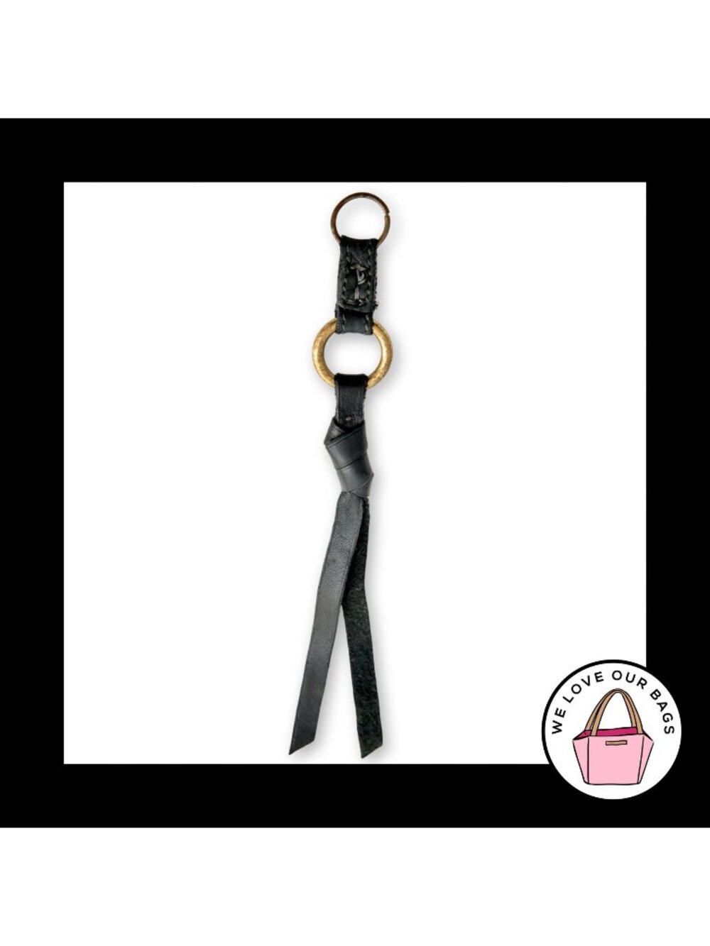 COACH ZIPPER PULL Black Tassel Leather Replacement Bag Purse Hang Tag Charm Fob